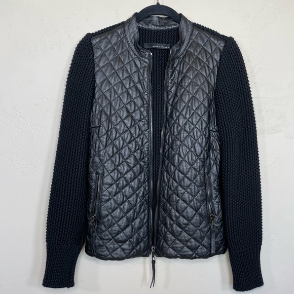 Brian Dales Jackets & Blazers - Brian Dales Quilted Genuine Leather and Knitted Jacket